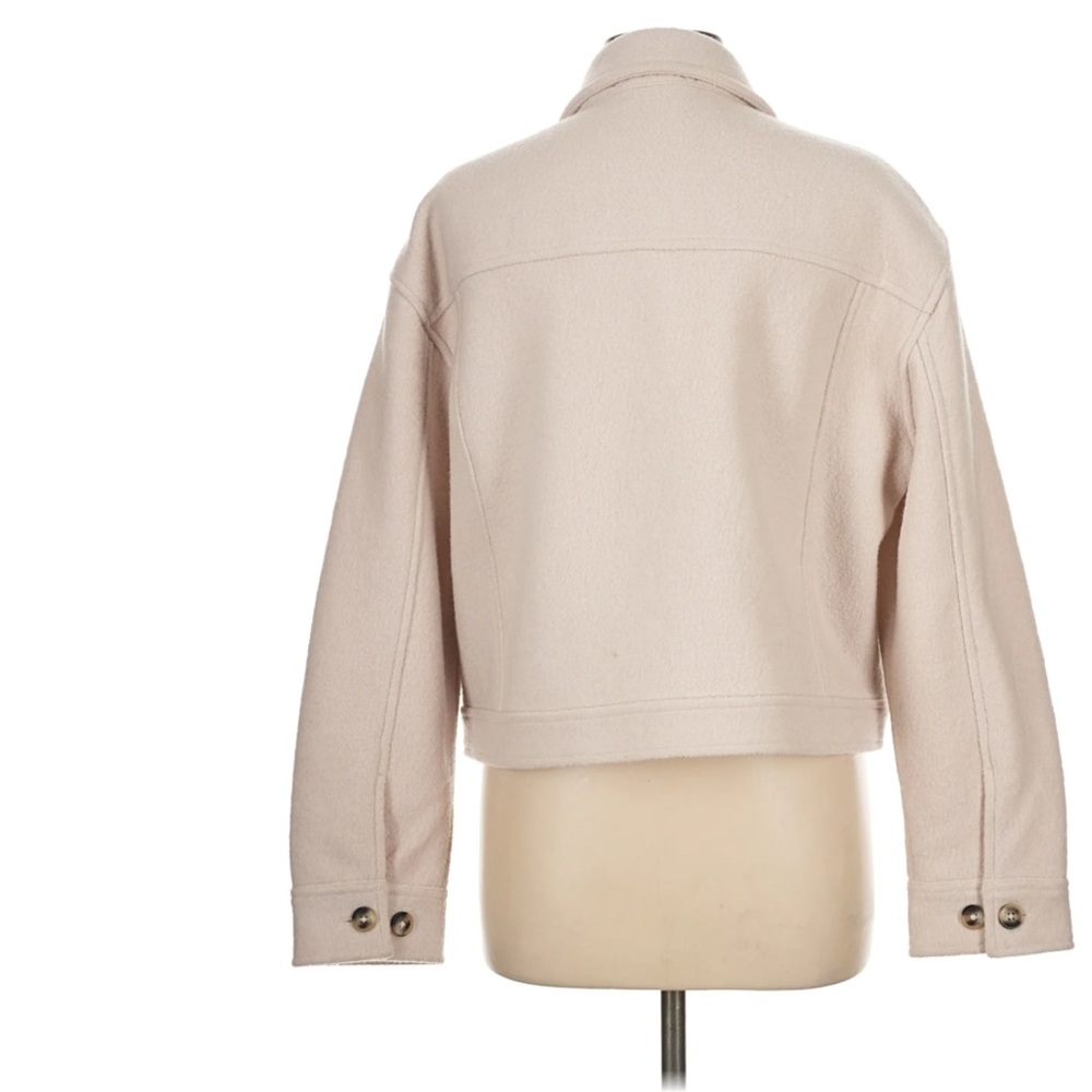 Quince Merino Wool Cropped Shirt Jacket In Heather Bone Size Large - Picture 5 of 10